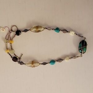 Vintage sterling and stone necklace 19 1/2"